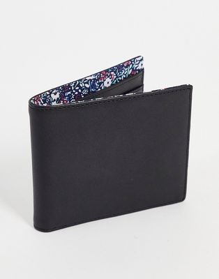 Gianni Feraud leather wallet with floral lining-Black