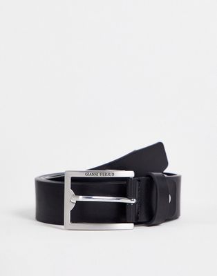 Gianni Feraud plain leather belt in black