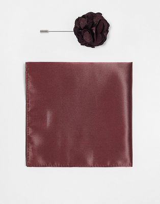 Gianni Feraud pocket square and pin in brown