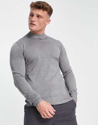 Gianni Feraud premium turtleneck fine gauge sweater in gray