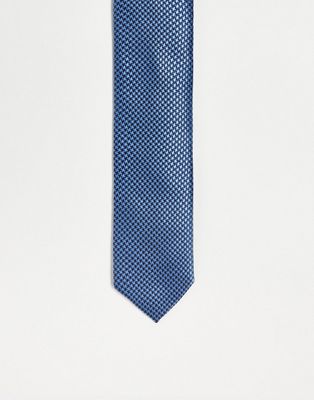 Gianni Feraud printed tie in blue dogtooth print-Red
