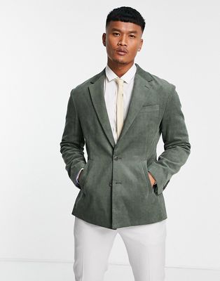 Gianni Feraud relaxed fit sage cord blazer-Green