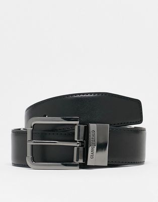 Gianni Feraud reversible leather belt in black and dark brown-Multi