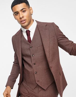 Gianni Feraud skinny fit red puppytooth check suit jacket