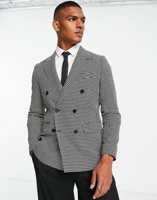 Gianni Feraud skinny fit suit jacket in herringbone black and white