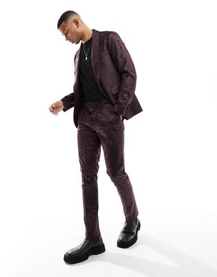 Gianni Feraud skinny sequined suit jacket in black-Purple