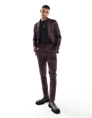 Gianni Feraud slim suit pants in black-Purple