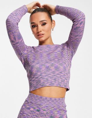 Gianni Feraud space knit cropped sweater in purple - part of a set