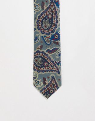 Gianni Feraud tie in paisley jacquard print in blue-Multi