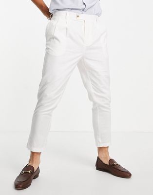 Gianni Feraud white linen pleated pants - part of a set