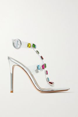 Gianvito Rossi - 105 Crystal-embellished Pvc Sandals - Silver