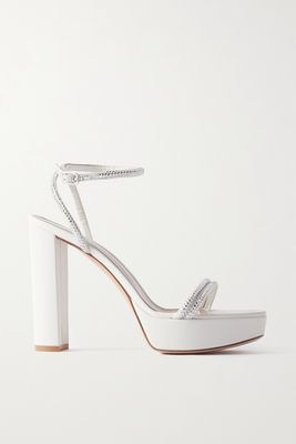Gianvito Rossi - 110 Crystal-embellished Leather Platform Sandals - White