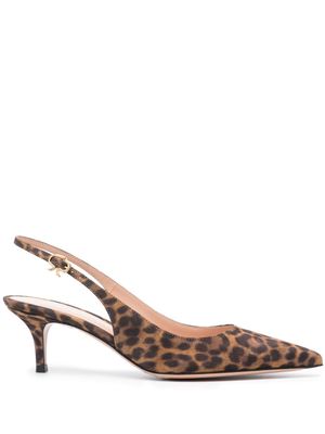 Gianvito Rossi 55mm leopard-print leather pumps - Brown
