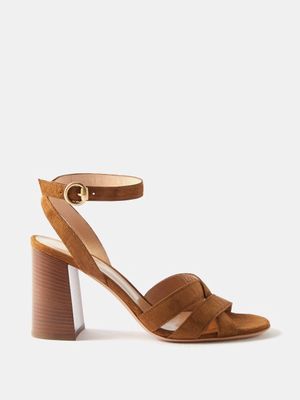 Gianvito Rossi - 85 Suede Block-heel Sandals - Womens - Tan