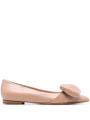 Gianvito Rossi bow-detail leather ballerina shoes - Neutrals