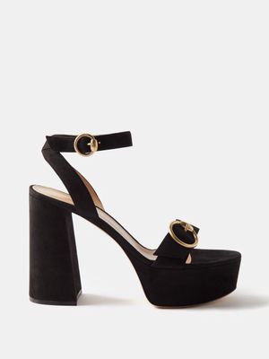 Gianvito Rossi - Buckled-strap 70 Suede Platform Sandals - Womens - Black