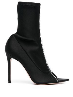 Gianvito Rossi crystal-embellished open-toe boots - Black