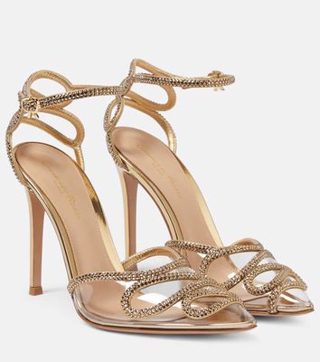 Gianvito Rossi Embellished leather and PVC sandals
