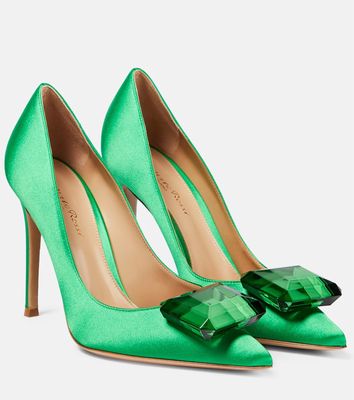 Gianvito Rossi Embellished satin pumps