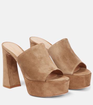 Gianvito Rossi Holly suede platform mules