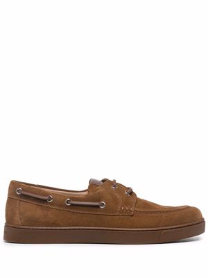 Gianvito Rossi lace-up detail boat shoes - Brown