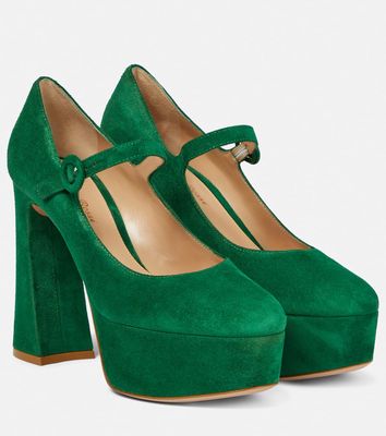 Gianvito Rossi Mary Jane suede leather pumps