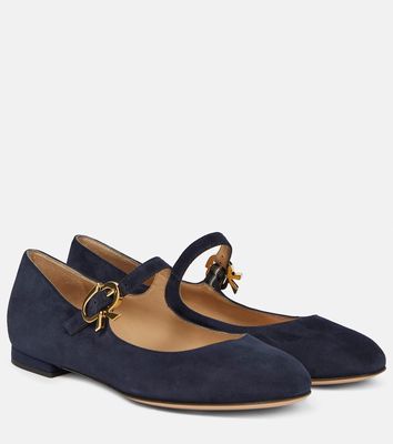 Gianvito Rossi Mary Ribbon suede ballet flats