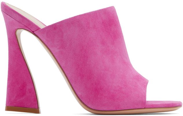 Gianvito Rossi Pink Suede Heeled Mules