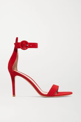 Gianvito Rossi - Portofino 85 Suede Sandals - Red