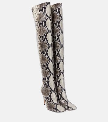 Gianvito Rossi Snake-effect leather over-the-knee boots