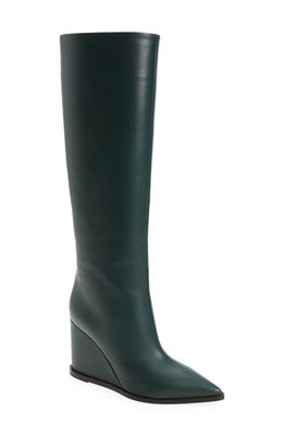 Gianvito Rossi Wedge Knee High Tall Boot in Dark Green