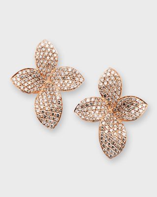 Giardini Segreti 18K Red Gold Diamond Flower Post Earrings