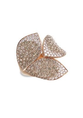 Giardini Segreti 18K Rose Gold & Diamond Pavé Leaf Wrap Ring