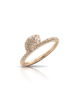 Giardini Segreti 18k Rose Gold Diamond Leaf Ring