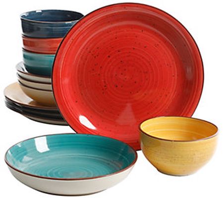 Gibson Color Speckle 12 Piece Double Bowl Dinne rware Set