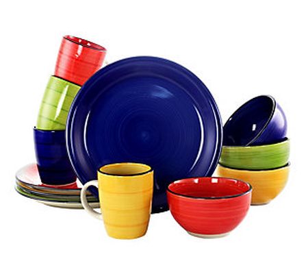 Gibson Color Vibes 12-Piece Painted Stoneware D innerware Set