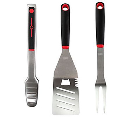 Gibson Home Huckleberry 3 Piece Stainless Steel BBQ Tool Set