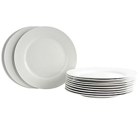 Gibson Home Noble Court 12 Piece Dinner Plate S et in White