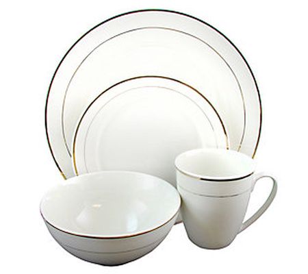 Gibson Home Palladine 16-Piece Dinnerware Gold Banded Set