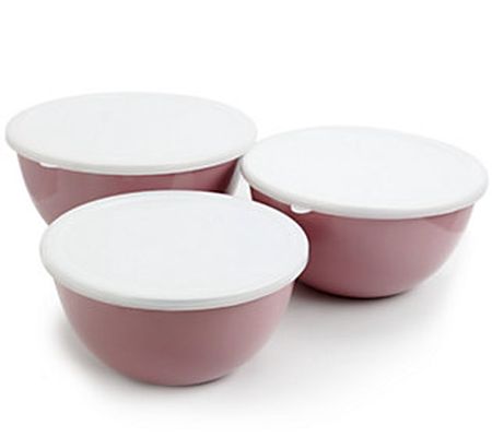 Gibson Home Plaza Cafe 3-Piece Mixing Bowl Set with Lids