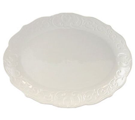 Gibson Home Royal Abbey Oval Durastone Platter in White