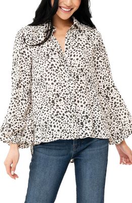 GIBSONLOOK Button Front Blouson Sleeve Blouse in Sand Dollar Animal