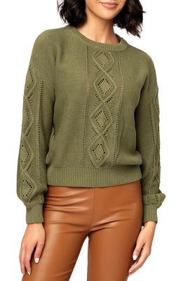 GIBSONLOOK Cable Knit Sweater in Olive