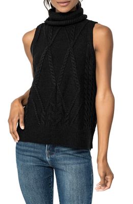 GIBSONLOOK Cable Stitch Sleeveless Turtleneck Sweater in Black