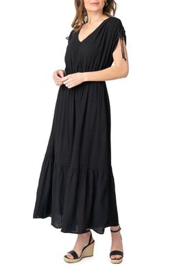 GIBSONLOOK Cinch Sleeve V-Neck Maxi Dress in Black