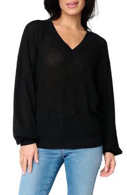 GIBSONLOOK Courtside Open Stitch Sweater in Black