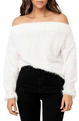 GIBSONLOOK Feather Hacci Off the Shoulder Sweater in Off White