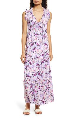 GIBSONLOOK Floral Tiered Maxi Dress in Lavendar Flr Prt