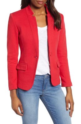GIBSONLOOK Inverted Notch Collar Cotton Blend Blazer in Red