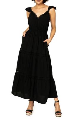 GIBSONLOOK Lace Detail Midi Dress in Black